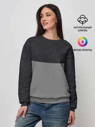 Женский свитшот / текстура черная кожа рельеф