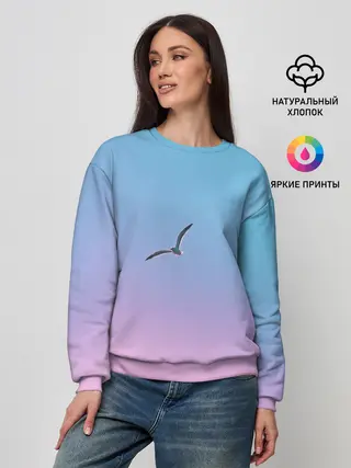 Женский свитшот / чайки птицы полет градиент