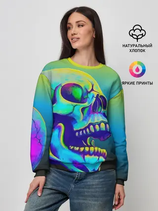 Женский свитшот / Neon skull