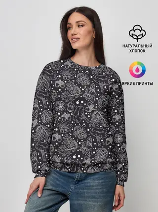 Женский свитшот / Паттерн «Ночной лес»