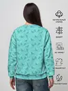 Женский свитшот / Зеленые птицы летний узор