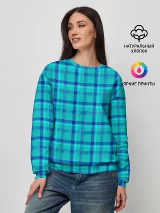 Женский свитшот / Голубая клеточка