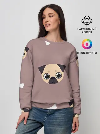 Женский свитшот / Мопсины мордашки