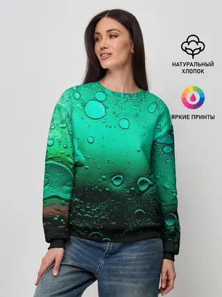 Женский свитшот / Зеленые капли клетки