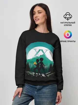 Женский свитшот / HH в круге бирюзовом