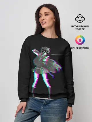 Женский свитшот / Акаме Глитч на черном