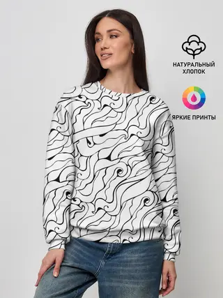 Женский свитшот / Черно-белые узоры