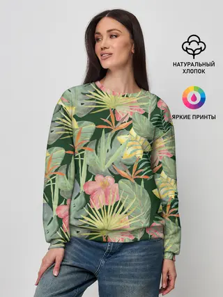 Женский свитшот / Тропические растения и цветы