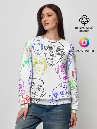 Женский свитшот / Цветные лица