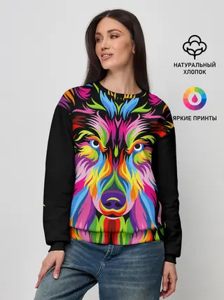 Женский свитшот / Neon wolf