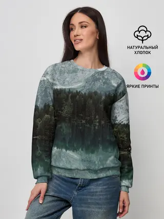 Женский свитшот / отражение горы в озере