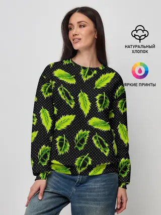 Женский свитшот / Зеленые листья