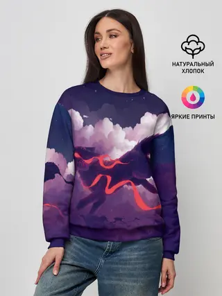 Женский свитшот / Лиса бежит по облакам