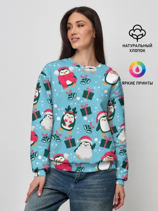 Женский свитшот / Новогодние Пингвины