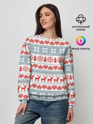 Женский свитшот / Новогодний пиксельный узор