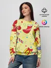 Женский свитшот / Новогодний узор на желтом фоне