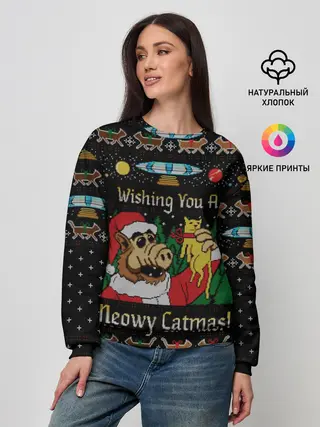Женский свитшот / Wishing you a meowy catmas