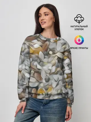 Женский свитшот / желто-серый каменный узор