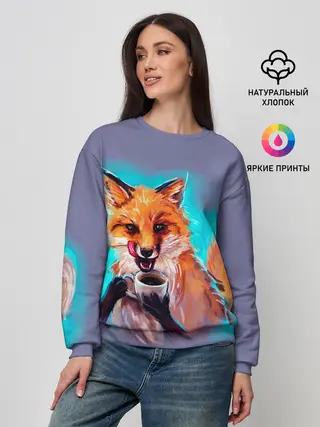 Женский свитшот / Лиса с кофе