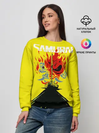 Женский свитшот / Киберпанк 2077 + Киану на спине