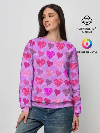 Женский свитшот / Розовые сердечки
