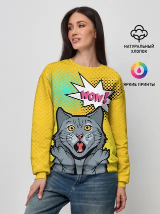 Женский свитшот / Pop Art Cat | Wow