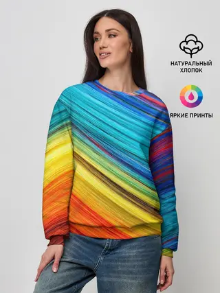 Женский свитшот / цветной мех диагональ