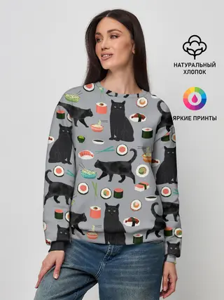 Женский свитшот / Котики и Суши