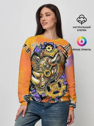 Женский свитшот / Стимпанк Носорог - Rhino