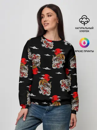 Женский свитшот / Японский стиль - тигры