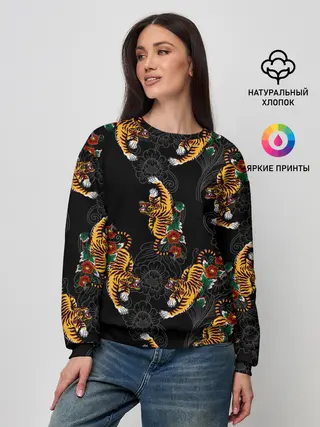 Женский свитшот / Японский стиль - тигры