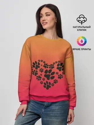 Женский свитшот / сердечко из следов собаки