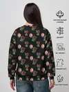 Женский свитшот / принт розы черный фон