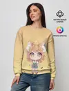 Женский свитшот / малышка чиби и цыпленок