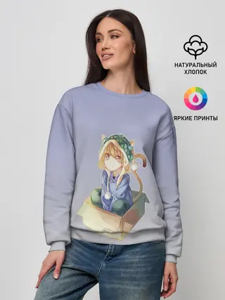 Женский свитшот / мальчик кот в коробке уши мяу