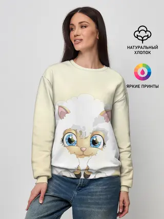 Женский свитшот / Мультяшная овечка облако