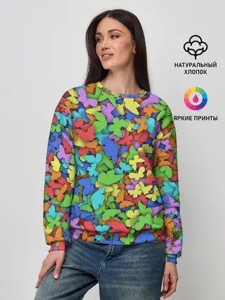 Женский свитшот / Разноцветные бабочки