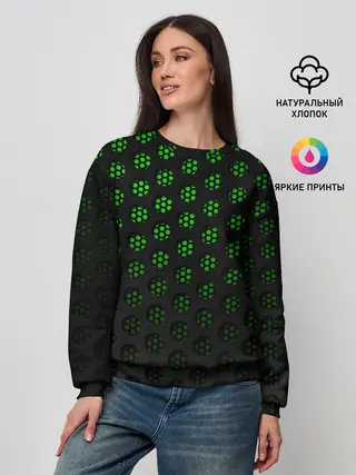 Женский свитшот / Зелёные соты 3D