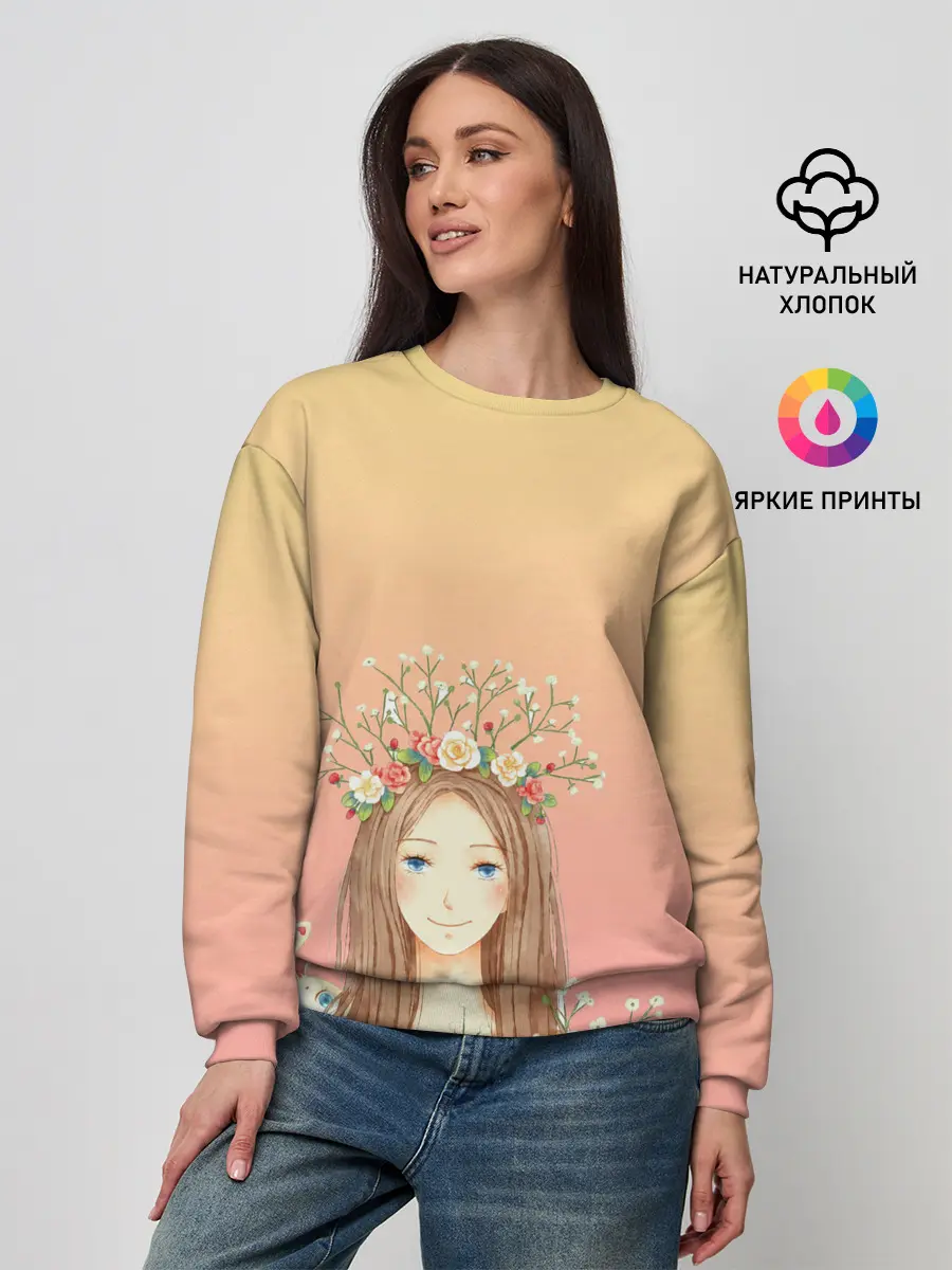Женский свитшот / девочка и кролик