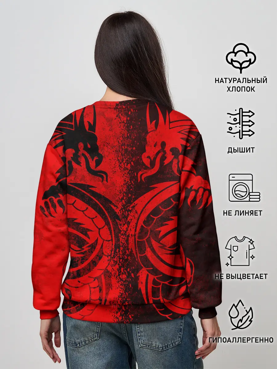 Женский свитшот / BLACK RED DRAGONS TATOO