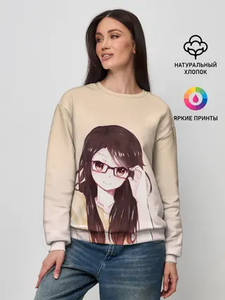 Женский свитшот / девочка в очках милая