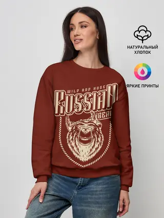 Женский свитшот / Русский медведь в шапке