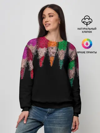 Женский свитшот / карандаши на черном фоне