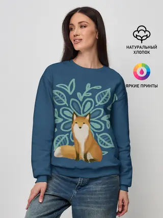 Женский свитшот / Лиса с цветочным узором