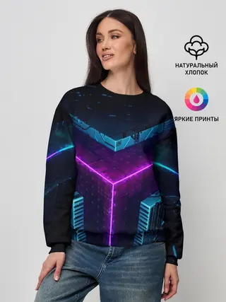 Женский свитшот / Неоновые грани 3D