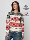 Женский свитшот / Славянский узор красно-черный