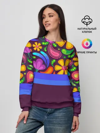 Женский свитшот / Мультяшные Цветы
