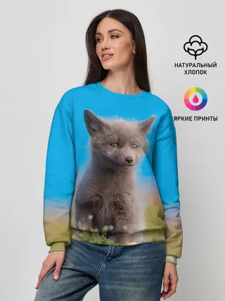 Женский свитшот / Смешной лисенок