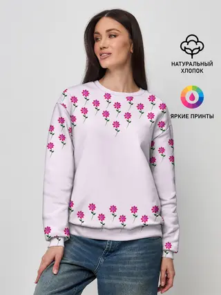 Женский свитшот / розовые цветы | pink flowers
