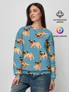 Женский свитшот / Мопсы с пиццей